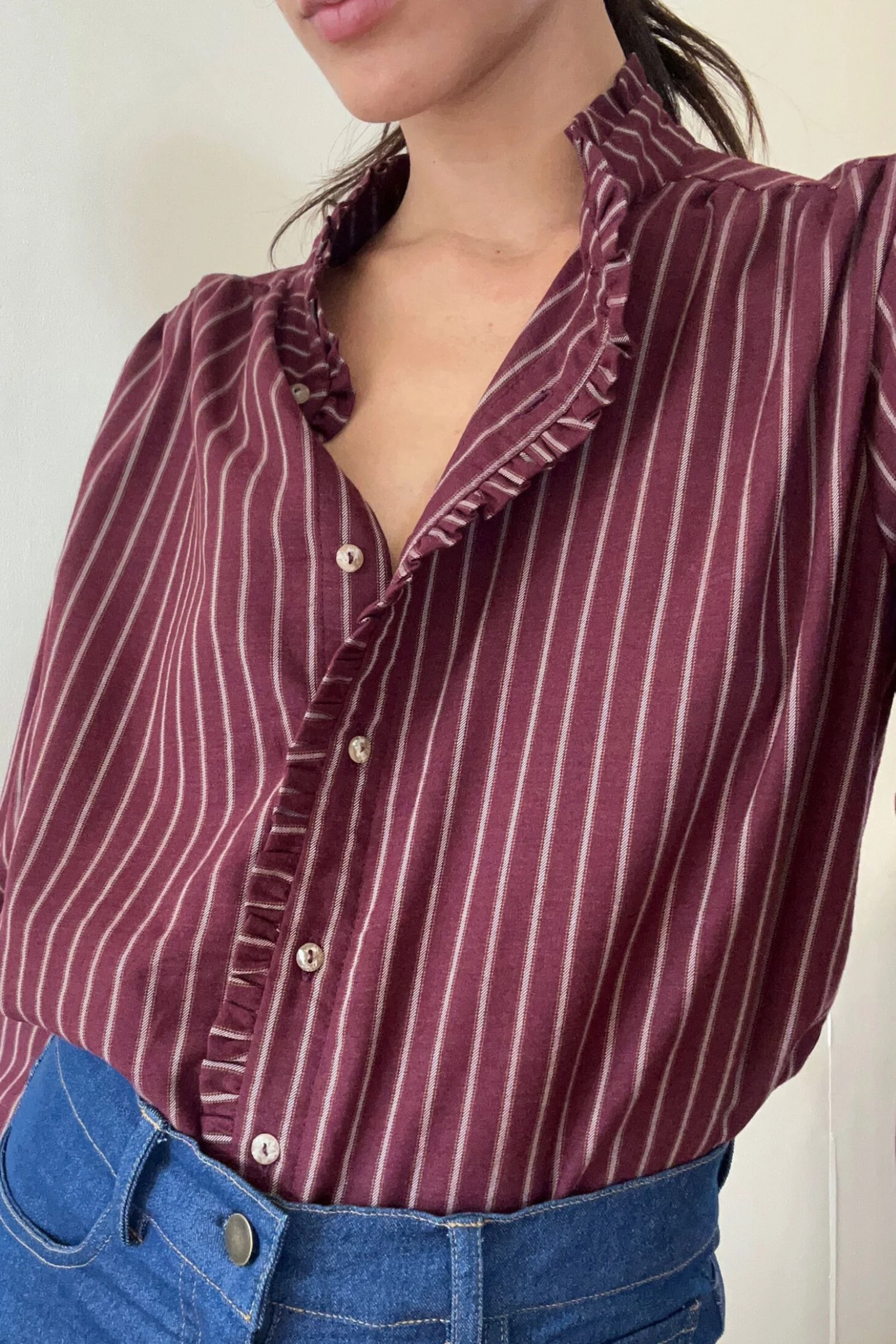 Amina Blouse - Wine Stripe - Image 3