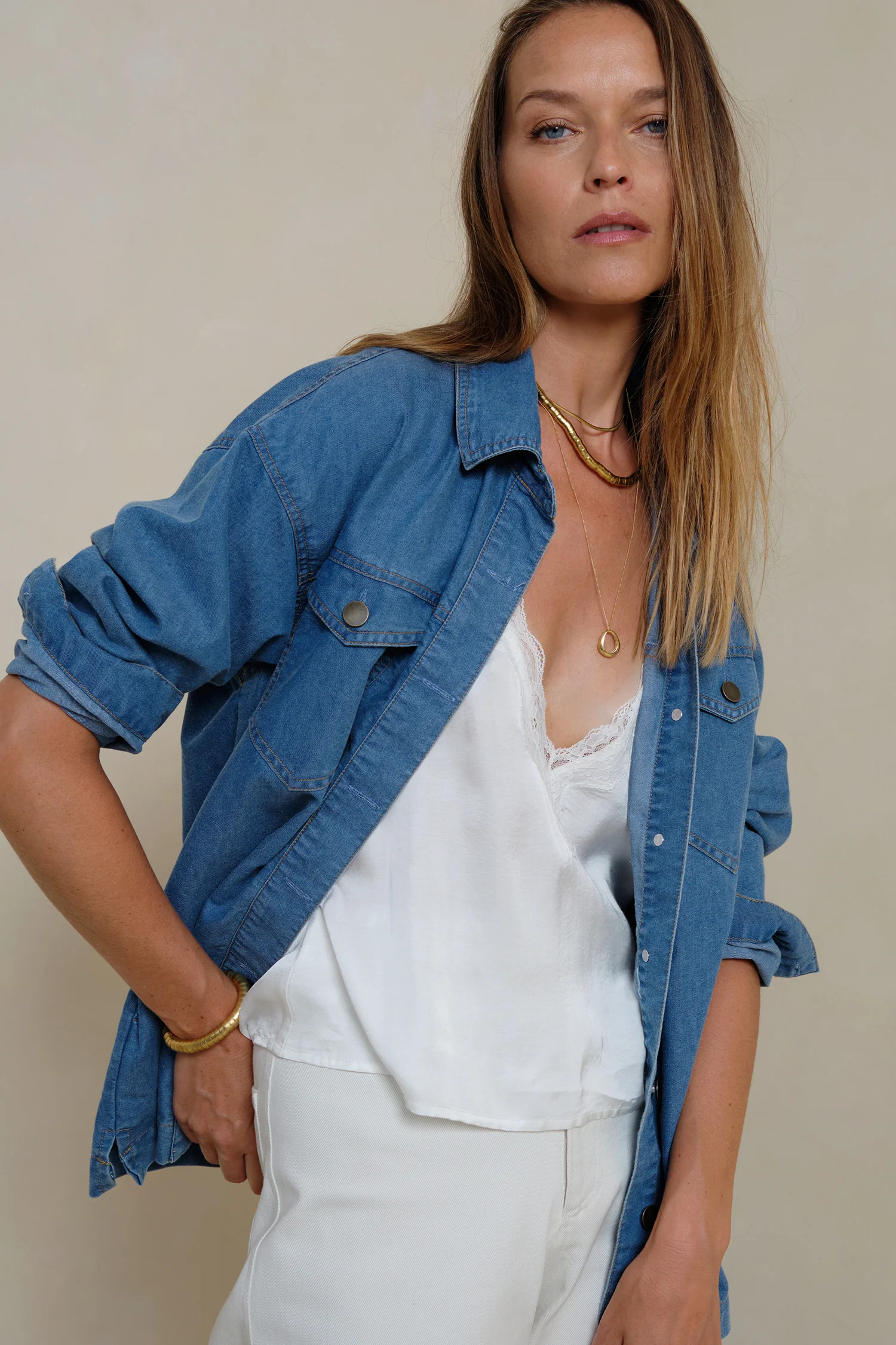 Cleo Chambray Jacket - Pacific Blue - Image 5