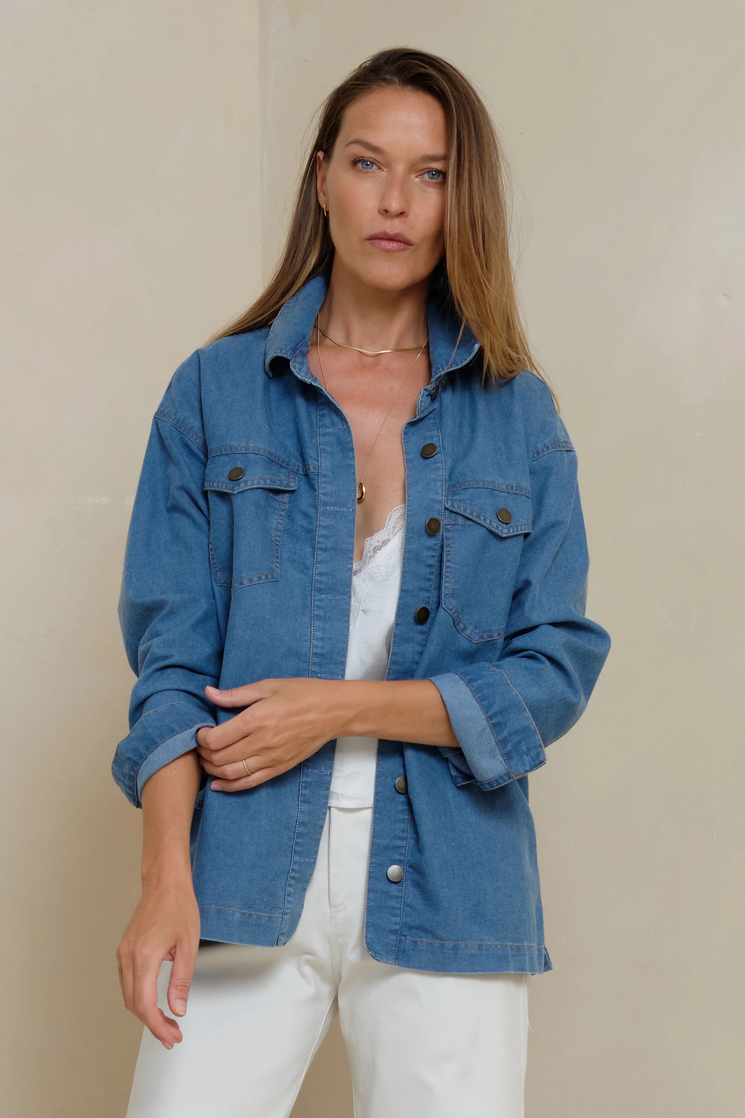 Cleo Chambray Jacket - Pacific Blue - Image 7