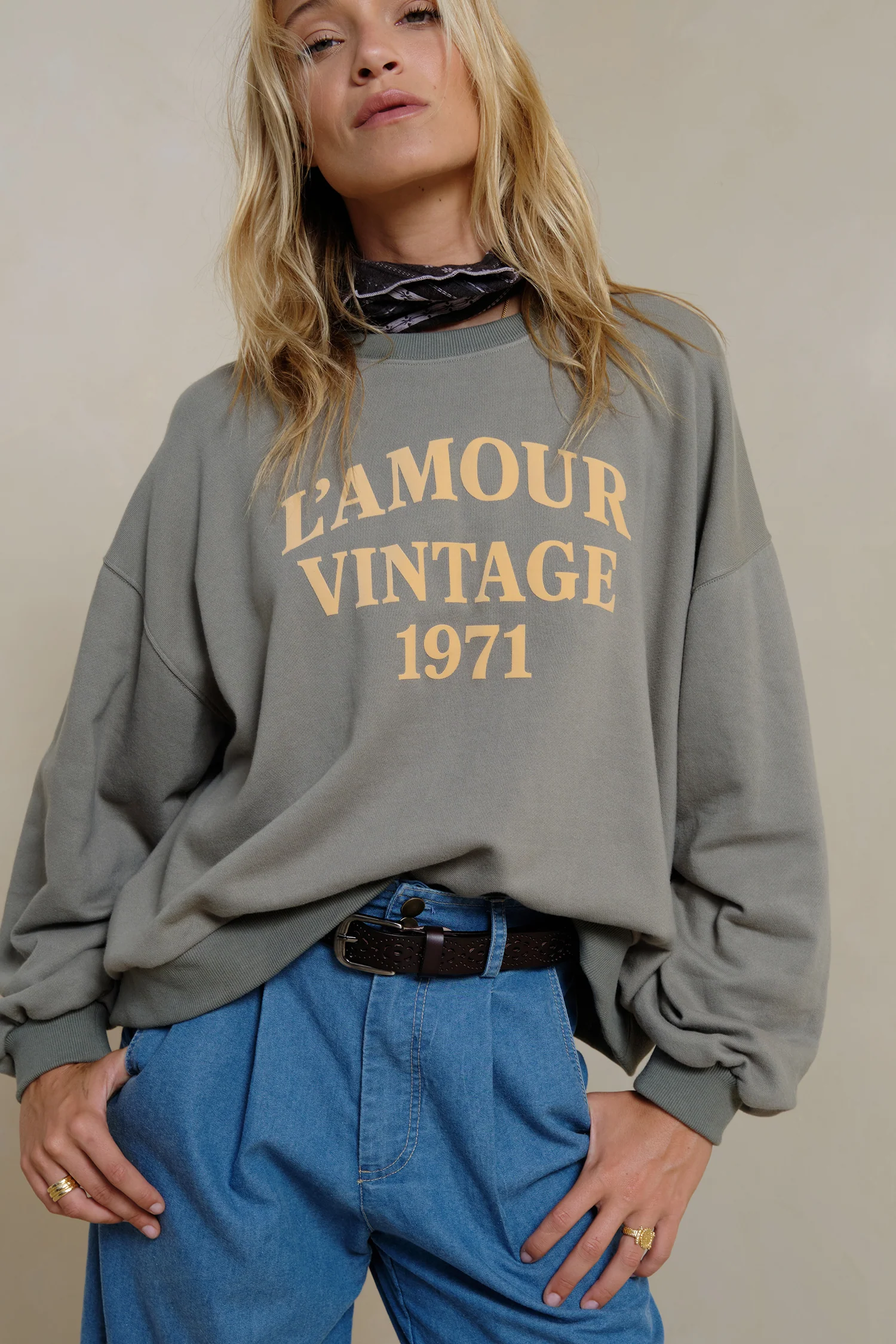 L'Amour Vintage Sweater - Faded Green - Image 4