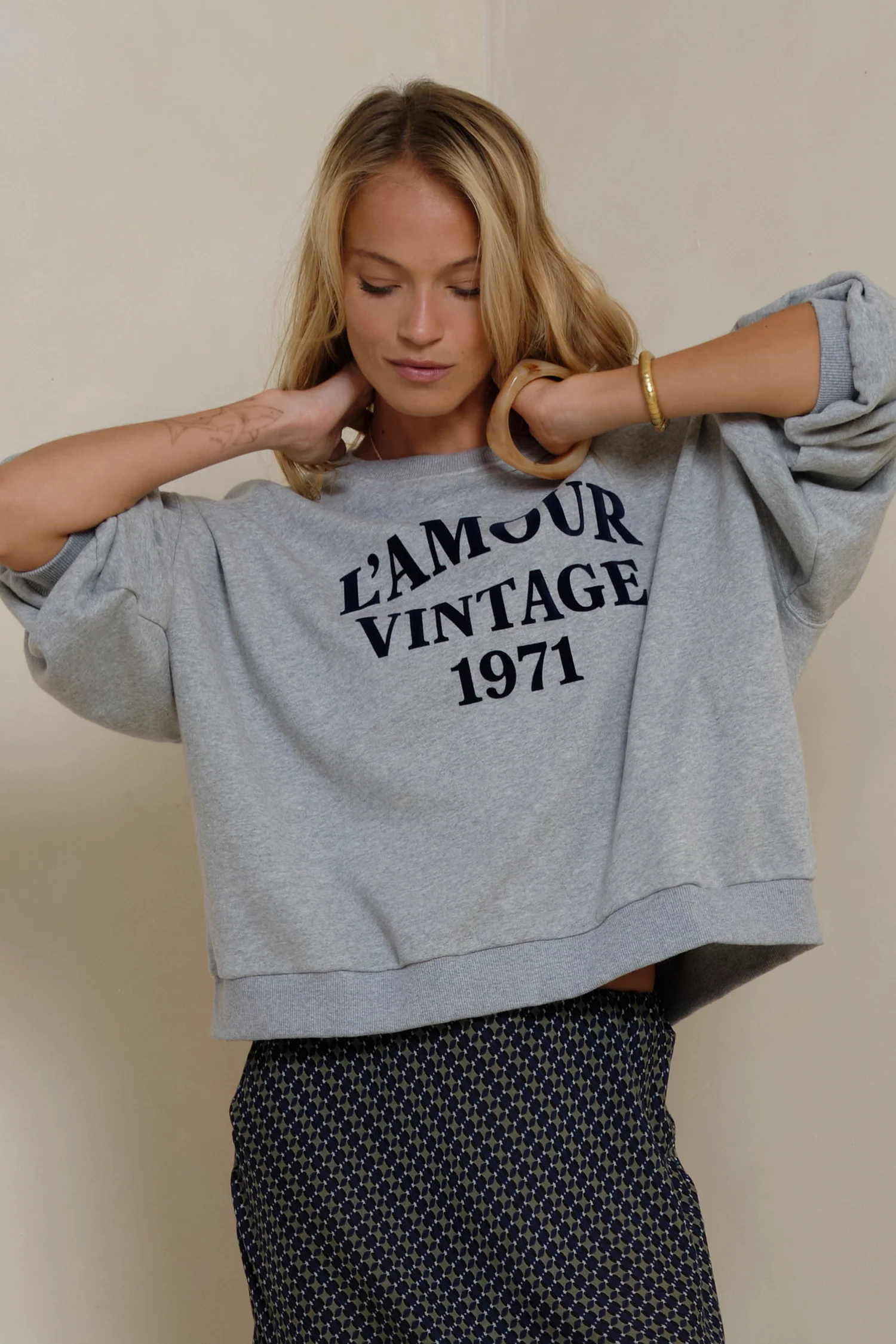 L'Amour Vintage Sweater - Grey Marle - Image 3