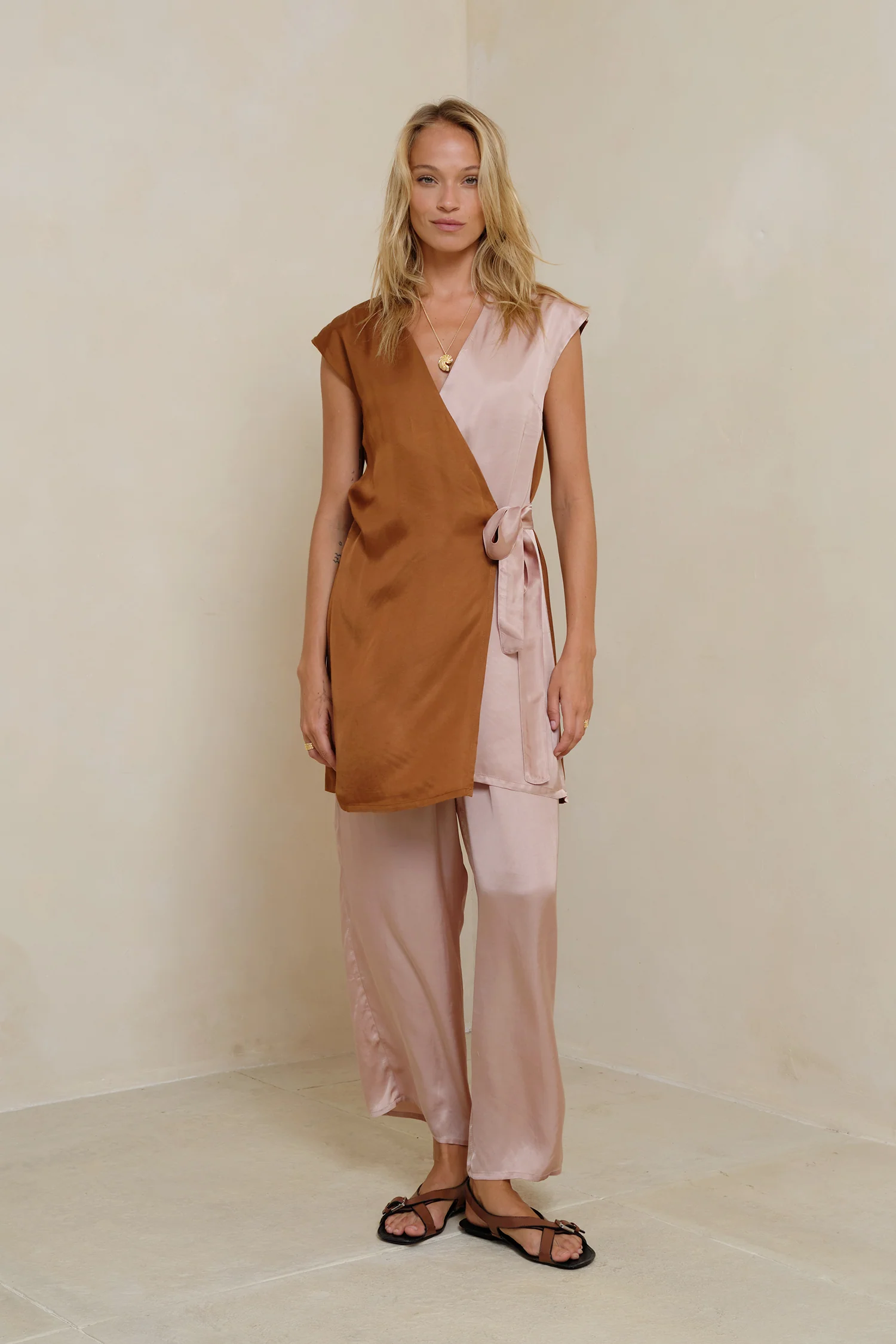 Lumen Patchwork Mini Dress - Rust/Rose - Image 4