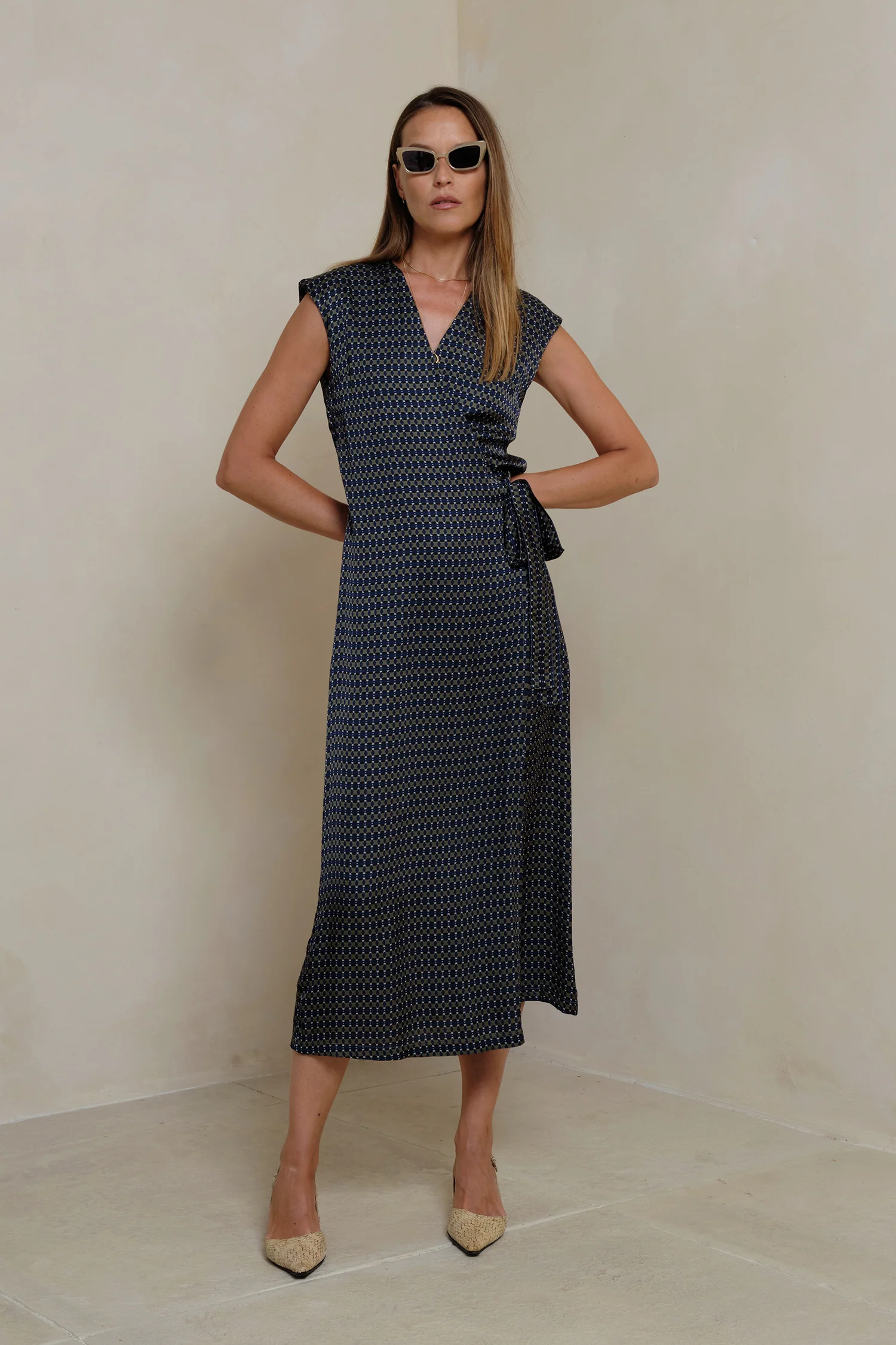 Lumen Wrap Dress - Retro Print - Image 3