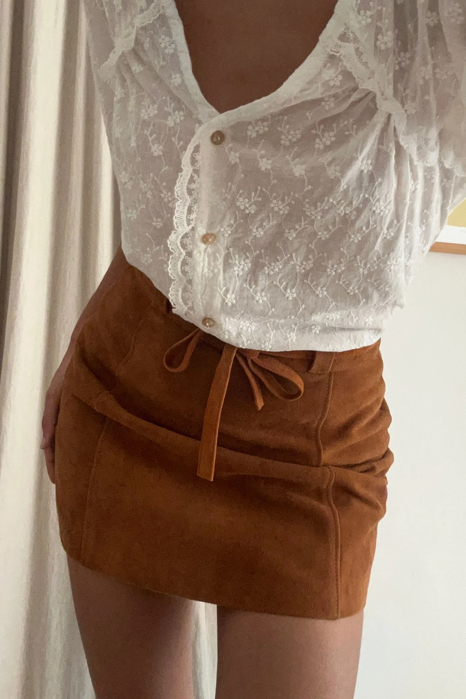 Nova Suede Mini Skirt - Havana Cuba Suede - Image 3