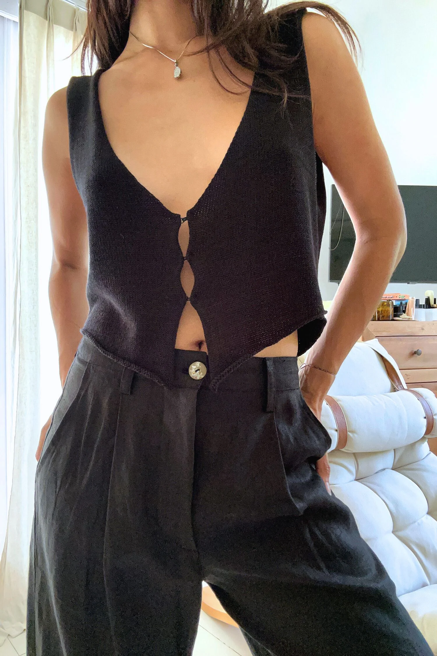 Paloma Knit Vest - Black - Image 5