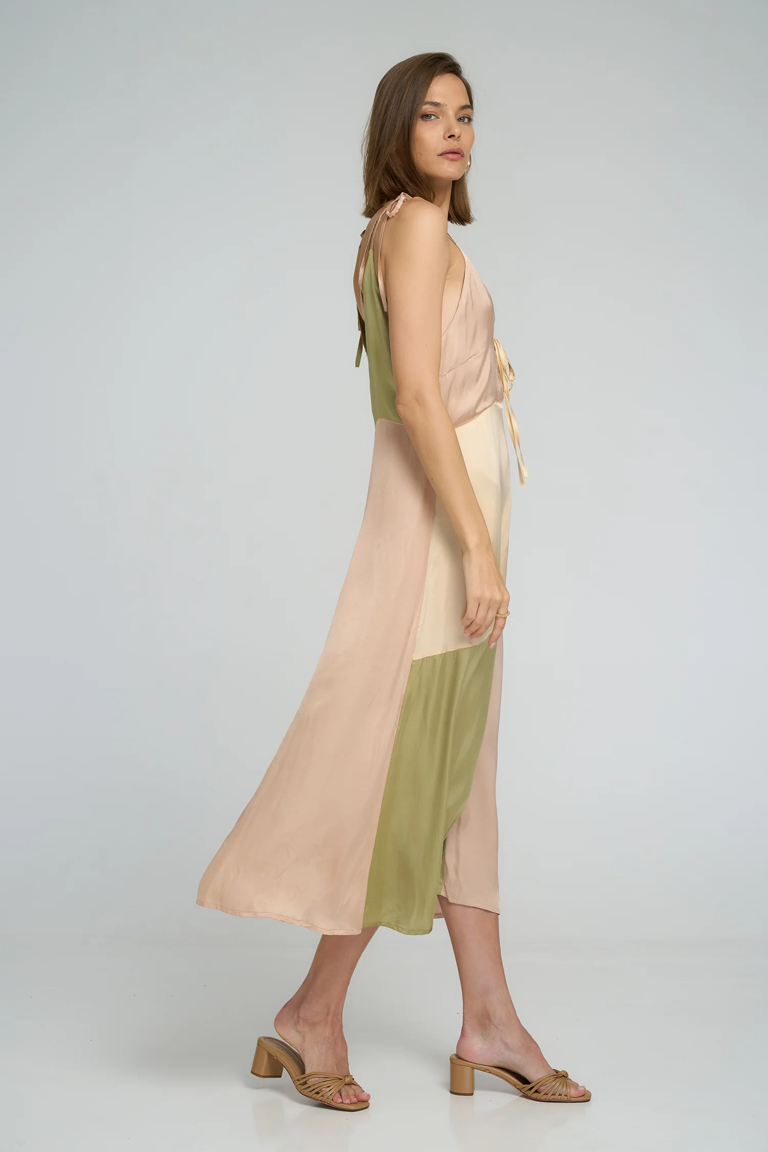 Peony Dress - Shell Pink/Pastel Sage/Butter Yellow - Image 3