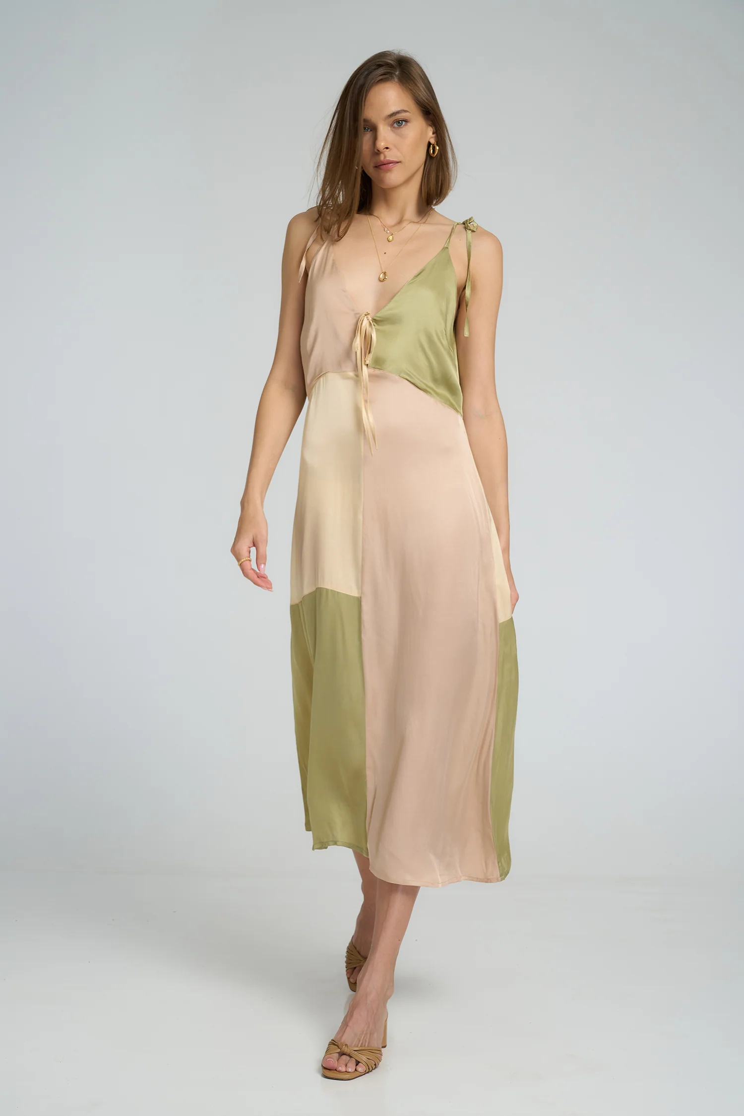 Peony Dress - Shell Pink/Pastel Sage/Butter Yellow - Image 4